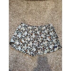 Patagonia Baggies Shorts Womens Large Black White Daisy Floral Print 2.5 Inseam
